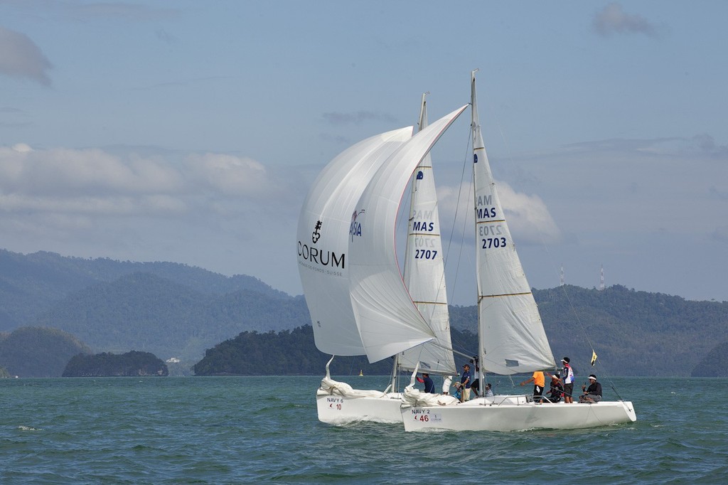 Royal Langkawi International Regatta 2012 - close racing in the Platu (Sportsboats) class photo copyright Guy Nowell http://www.guynowell.com taken at  and featuring the  class