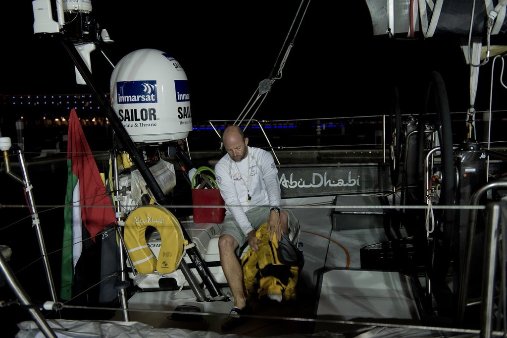 Abu Dhabi Ocean Racing, skippered by Ian Walker from the UK finishes fifth on leg 3 of the Volvo Ocean Race 2011-12 from Abu Dhabi, UAE, to Sanya, China. (Credit: PAUL TODD/Volvo Ocean Race) - v photo copyright Paul Todd/Volvo Ocean Race http://www.volvooceanrace.com taken at  and featuring the  class