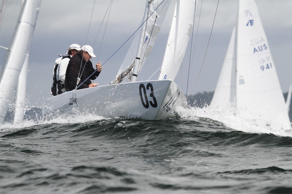 John Betrand on Triad took 4th place overall in the Etchells National Series  - Etchells Nationals - Final day of racing, Pittwater, Sydney photo copyright Beth Morley - Sport Sailing Photography http://www.sportsailingphotography.com taken at  and featuring the  class