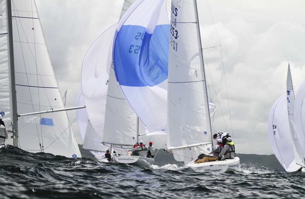 Rounded the top mark and kits hoisted  - Etchells Nationals - Final day of racing, Pittwater, Sydney photo copyright Beth Morley - Sport Sailing Photography http://www.sportsailingphotography.com taken at  and featuring the  class