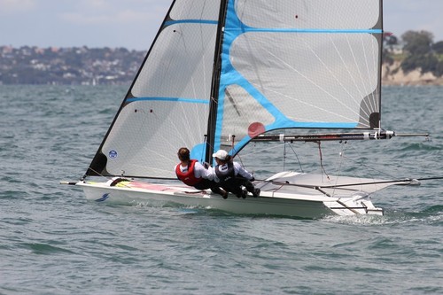 The FX gets put through her paces, off Takapuna, ahead of the Womens HP Skiff Trials in Santander  © Richard Gladwell www.photosport.co.nz
