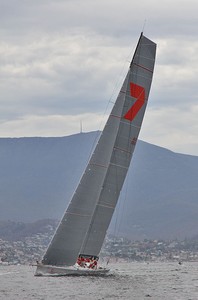 Wild Oats XI's towering rig is taller than Mt Wellington. Maybe not, but it looks good... - King of the Derwent photo copyright  John Curnow taken at  and featuring the  class