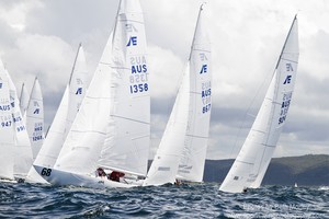 'Are We There Yet?' - asks Mark Richards in Race 1 of the Etchells Nationals  - Etchells Nationals 2012 - Pittwater, Sydney photo copyright Beth Morley - Sport Sailing Photography http://www.sportsailingphotography.com taken at  and featuring the  class