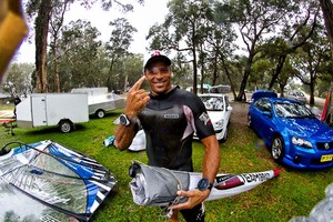 World No. 1 and event leader, Paulo Dos Reis, braves the wet. - Downunder Pro 2012 photo copyright Sean O'Brien taken at  and featuring the  class