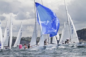 Kite run before the Storm kicked in - Etchells Nationals 2012 - Pittwater, Sydney photo copyright Beth Morley - Sport Sailing Photography http://www.sportsailingphotography.com taken at  and featuring the  class