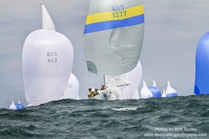 Roulette finished 3rd on Day 1, Race 1 of the Etchells Nationals  - Etchells Nationals 2012 - Pittwater, Sydney photo copyright Beth Morley - Sport Sailing Photography http://www.sportsailingphotography.com taken at  and featuring the  class