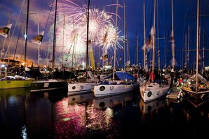 New Year&rsquo;s fireworks in front of the docks in Hobart  - Rolex Sydney Hobart Yacht Race 2011 photo copyright  Rolex/Daniel Forster http://www.regattanews.com taken at  and featuring the  class