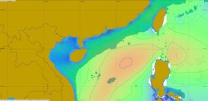 Wave model for 0700 UTC on February 18, 2012, showing waves of up to eight metres developing in the South China Sea. - Volvo Ocean Race 2011-12 photo copyright Volvo Ocean Race http://www.volvooceanrace.com taken at  and featuring the  class