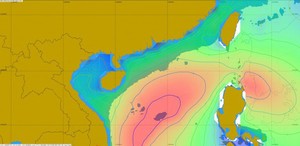Wave model for 0700 UTC on February 19, 2012, showing waves of up to eight metres developing in the South China Sea. - Volvo Ocean Race 2011-12 photo copyright Volvo Ocean Race http://www.volvooceanrace.com taken at  and featuring the  class