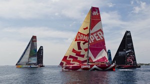 Camper has the initial lead on Leg 3B of the Volvo Ocean Race restart at the Maldives photo copyright Ian Roman/Volvo Ocean Race http://www.volvooceanrace.com taken at  and featuring the  class