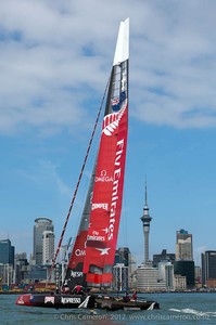 Emirates Team NZ training with the extended wingsail photo copyright Chris Cameron/ETNZ http://www.chriscameron.co.nz taken at  and featuring the  class