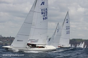 Etchells World Championship Sydney Australia 2012. Jake Gunther (991) heads off the start line on Macquarie Circle photo copyright Ingrid Abery http://www.ingridabery.com taken at  and featuring the  class
