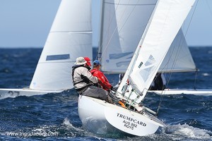 Etchells World Championship Sydney Australia 2012. Trumpcard tacking for the star line. photo copyright Ingrid Abery http://www.ingridabery.com taken at  and featuring the  class