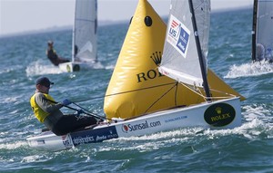 In first place, Day Three, Zach Railey (USA), Finn - Rolex Miami OCR photo copyright  Rolex/Daniel Forster http://www.regattanews.com taken at  and featuring the  class