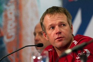 Camper skipper Chris 'Nico' Nicholson at the Skippers Press Conference in the Abu Dhabi Race Village - Volvo Ocean Race 2011-12 photo copyright Ian Roman/Volvo Ocean Race http://www.volvooceanrace.com taken at  and featuring the  class