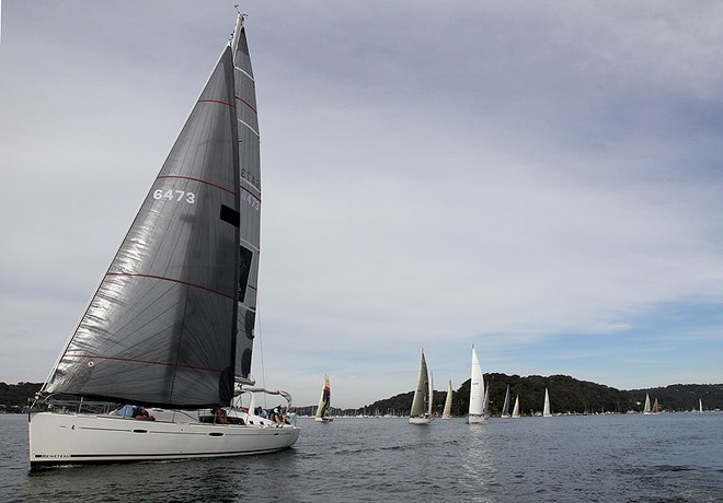 After a good start, the fleet then had to reach across Pittwater in very light conditions. ©  John Curnow