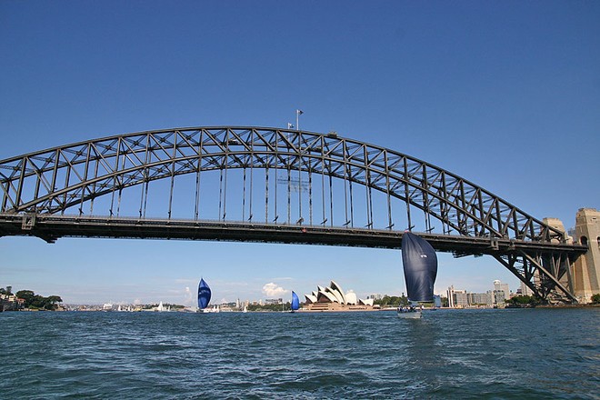 The Swans come marching under the Harbour Bridge - Nautor’s Swan Australia Rally ©  John Curnow