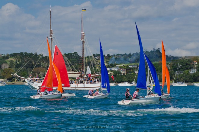 Where's Wally, Westlake Boys with Jane Gifford in background - Secondary School Team Sailing Nationals © Darryl Torckler