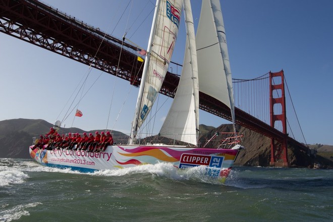 Derry-Londonderry arrives in Oakland, San Francisco Bay, on 31 March after crossing the Race 9 finish line fourth in the race across the Pacific Ocean from China - Clipper 11-12 Round the World Yacht Race  © Abner Kingman/onEdition