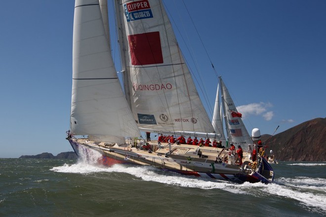 The Clipper Race fleet left Jack London Square in Oakland on 14 April to start Race 10, to Panama, escorted by US Coast Guard cutter Sockeye - Clipper 11-12 Round the World Yacht Race  © Abner Kingman/onEdition