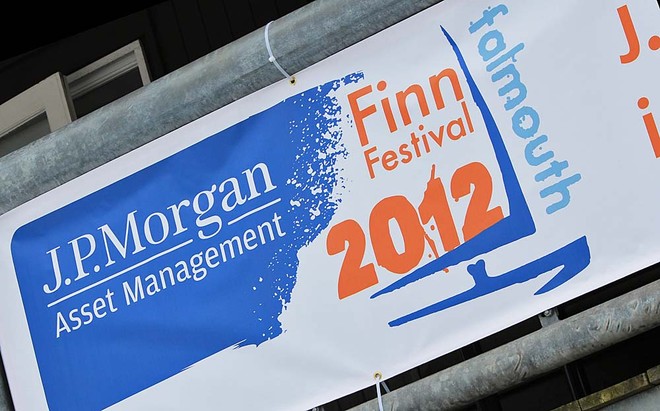 JP Morgan Asset Management Banner - Finn Gold Cup 2012 © Robert Deaves/Finn Class http://www.finnclass.org
