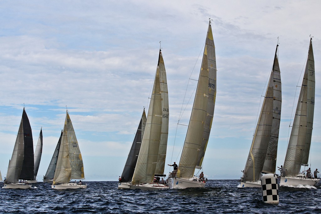 Division 2 start of Race 2 during the NSW IRC Championships at the 2012 Sail Port Stephens Regatta hosted by Corlette Point Sailing Club Day 7. Picture by Matt King Sail Port Stephens Media Event photo copyright Matt King /Sail Port Stephens 2012 taken at  and featuring the  class
