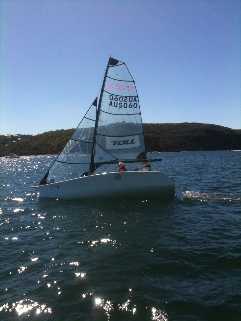 Tim and Jan sailing with a borrowed australian sail - Macquarie access world championship 2012 © Robert Hielkema