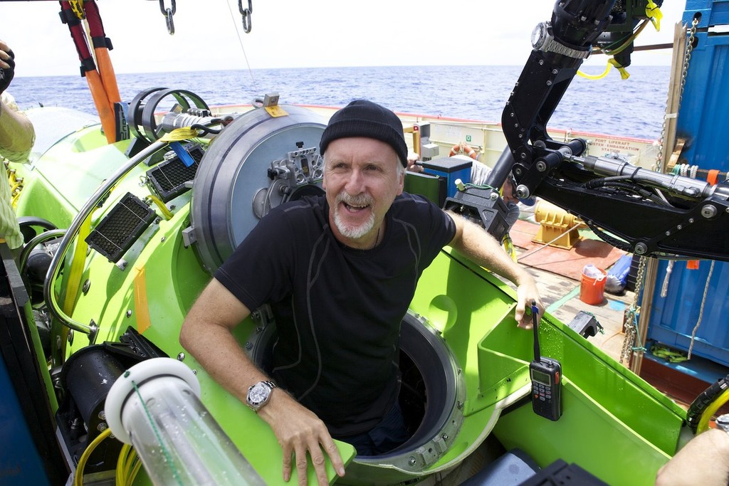 Filmmaker and National Geographic Explorer-in-Residence James Cameron emerges from the DEEPSEA CHALLENGER submersible after his successful solo dive to the Mariana Trench, the deepest part of the ocean. The dive was part of DEEPSEA CHALLENGE, a joint scientific expedition by Cameron, the National Geographic Society and Rolex to conduct deep-ocean research. - Deepsea Challange © Mark Thiessen National Geographic