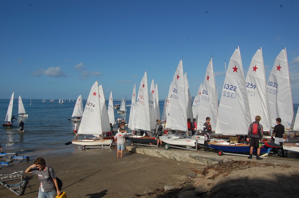 Part of the fleet on the beach - 2012 Starling Nationals, Murray’s Bay Sailing Club © Brian Haybittle