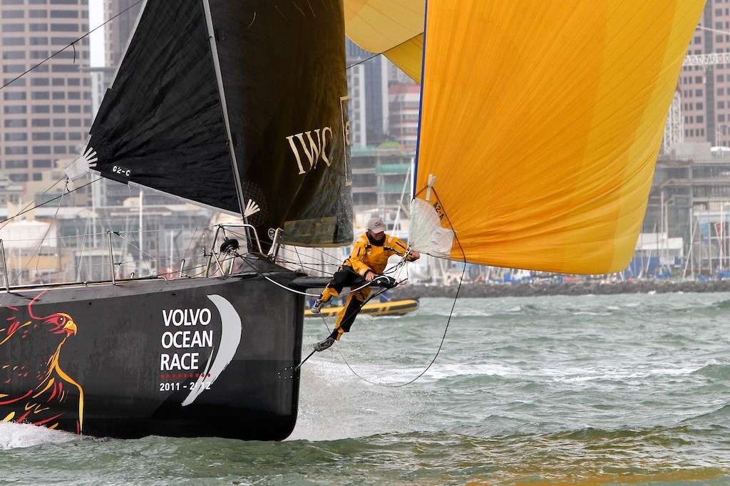 Abu Dhabi late spinnaker drop at bottom mark, Auckland in-port race - Volvo Ocean Race 2011 - 2012 photo copyright Greg Mulvaney - copyright http://www.gregmulvaney.com taken at  and featuring the  class