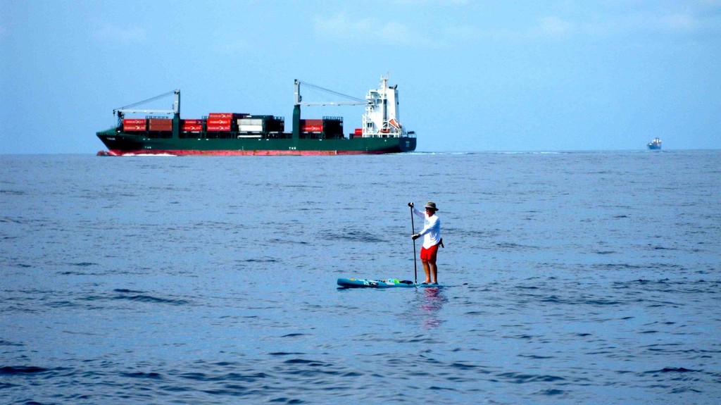 Bill Whiddon encounters freighter in shipping lanes - Bimini Miami Blue Water Challenge photo copyright John Bell taken at  and featuring the  class
