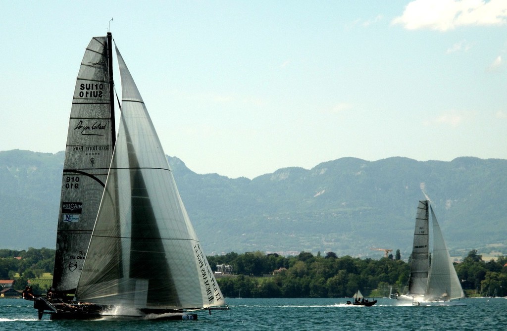 Friday afternoon, a D35 and a Ventilo M2 training in the bay of Geneva. - Bol d'Or Mirabeaud 2012 photo copyright Jean Philippe Jobé taken at  and featuring the  class