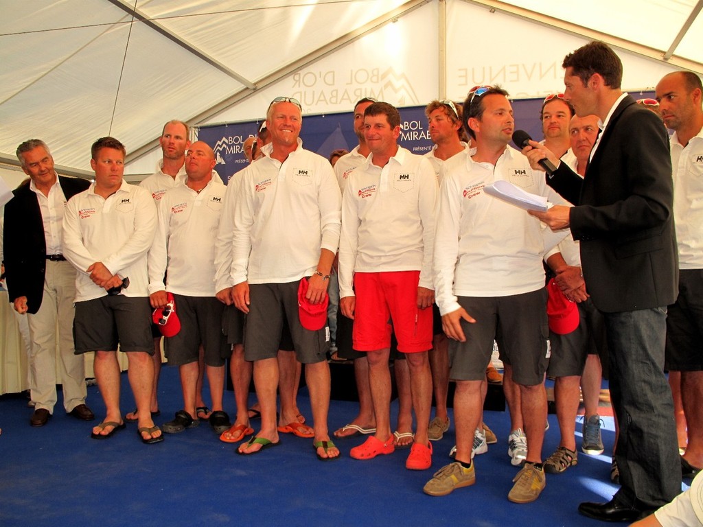 The Raffica crew at the award ceremony. - Bol d'Or Mirabeaud 2012 photo copyright Jean Philippe Jobé taken at  and featuring the  class