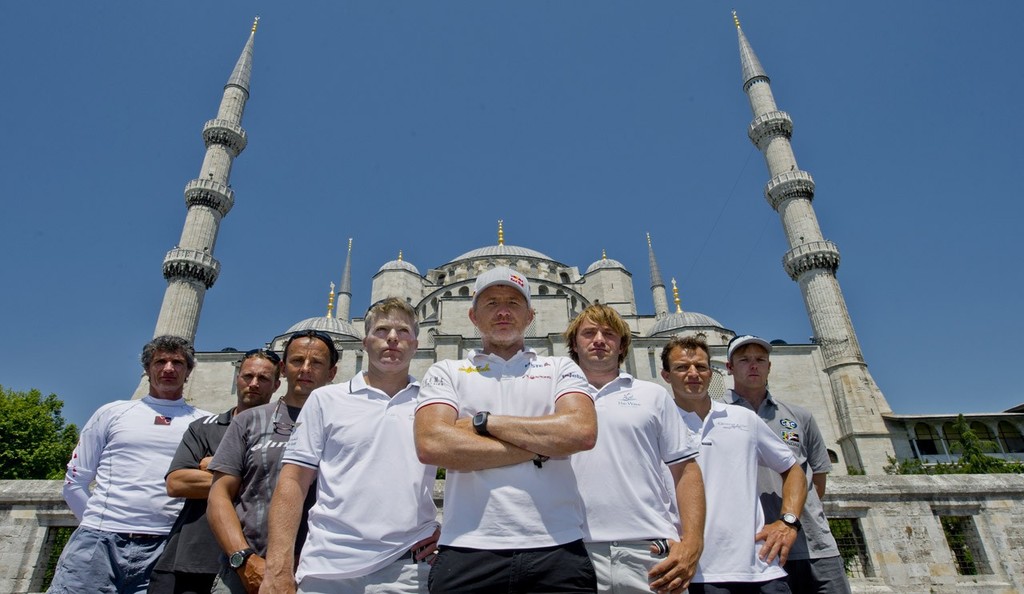 Skippers photo at Istanbul's iconic Blue Mosque  - Extreme Sailing Series 2012 Act 3 photo copyright  Vincent Curutchet / Dark Frame http://www.extremesailingseries.com/ taken at  and featuring the  class