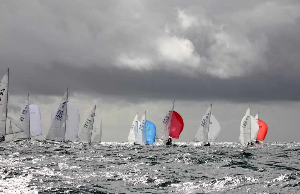 Flying down wind ADCO Etchells Australasian Wintern Championships 2012 photo copyright Etchells Australasian Winter Media http://www.mooetchells.yachting.org.au/ taken at  and featuring the  class