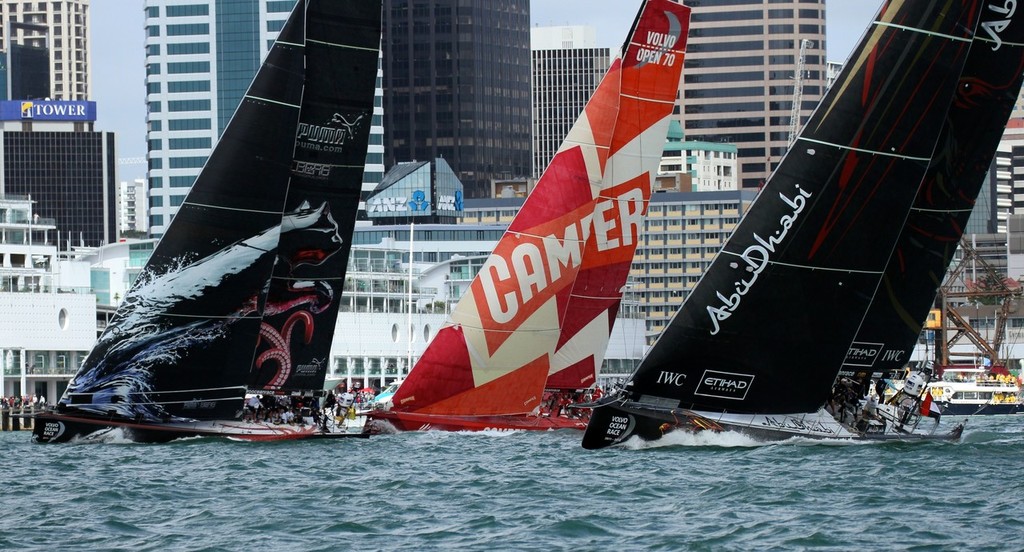 Camper gets off the start in her preferred position - Inport-Auckland-VOR (7) - Volvo Ocean Race: In Port Race, Auckland March 17, 2012 photo copyright Richard Gladwell www.photosport.co.nz taken at  and featuring the  class