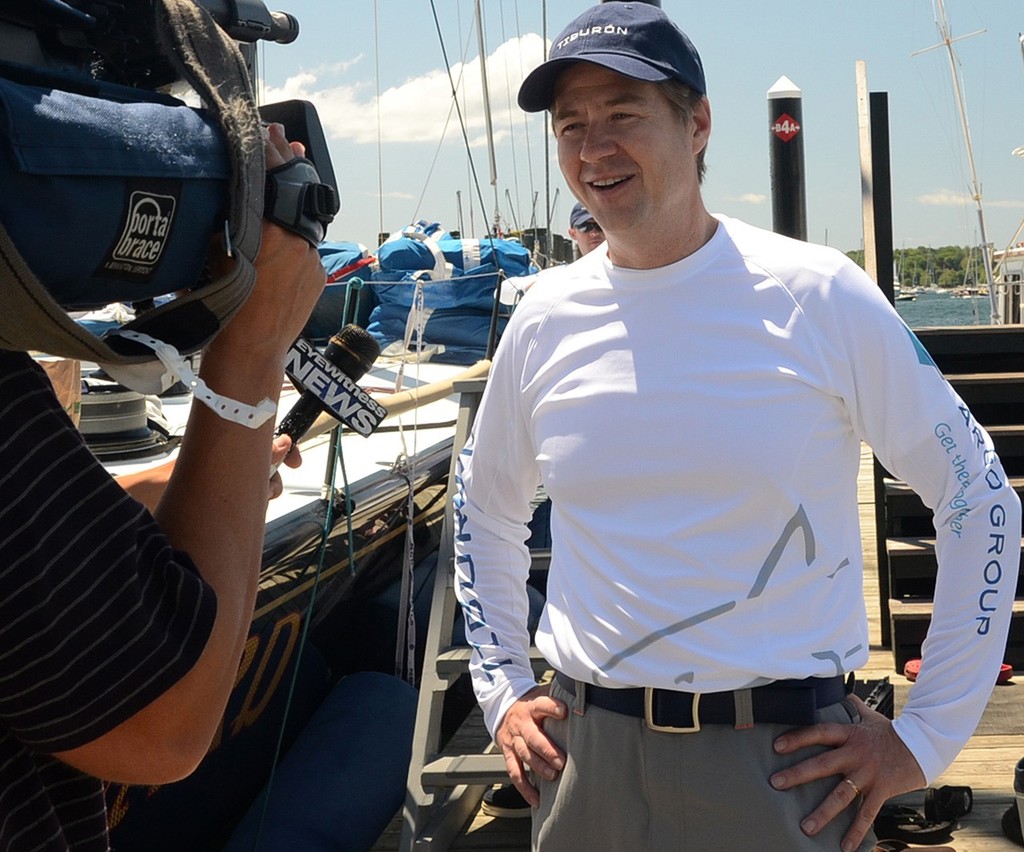 Mark Watson interviewed before the start of the Newport Bermuda Race. The Argo Group CEO’s chartered Reichel-Pugh 74, Wizard, was the fourth boat to finish the 635 mile race on corrected time of 40 hours, 38 minutes and 24 seconds respectively. - Newport Bermuda Race 2012 photo copyright Talbot Wilson taken at  and featuring the  class
