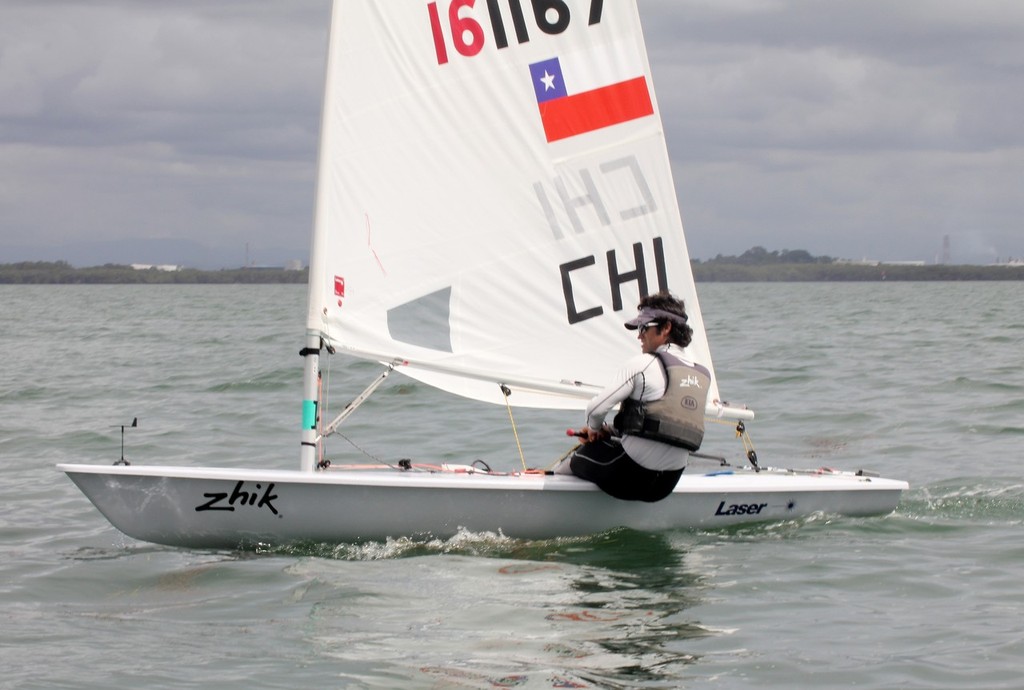 Matias del Solar gliding to a convincing win in Race 10 photo copyright Laser Masters Worlds Media 2012 http://www.lasersailing.com.au taken at  and featuring the  class