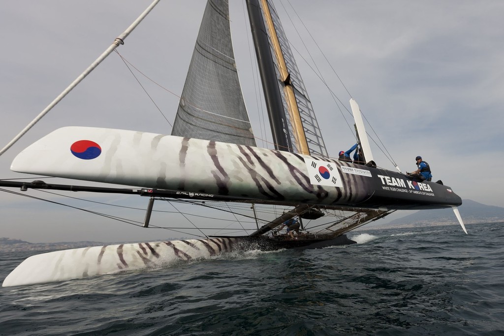 Team Korea sailing a first generation AC45 (non-foiling) in the ACWS in June 2012. © ACEA - Photo Gilles Martin-Raget http://photo.americascup.com/