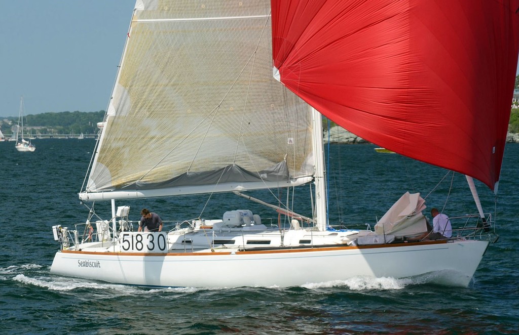 Seabiscuit - USA 518330 - J46 production yacht sailed by Nathan C Owen (at the wheel) and Jonathan Green. © Talbot Wilson