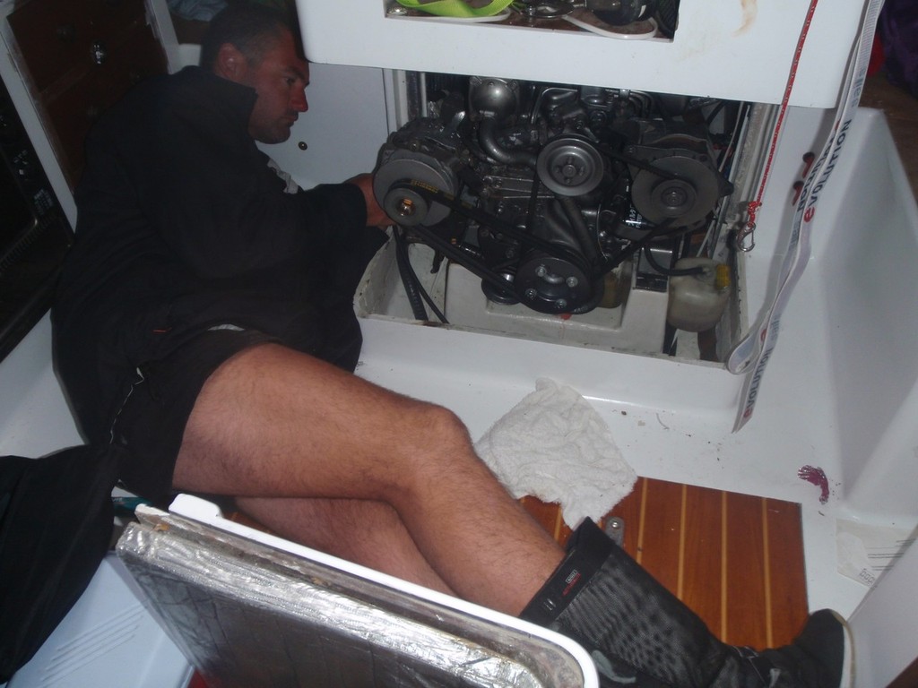 Engine checks close to Stewart Island - 2012 Two Handed Round New Zealand Race - Expedition Coppelia © SW