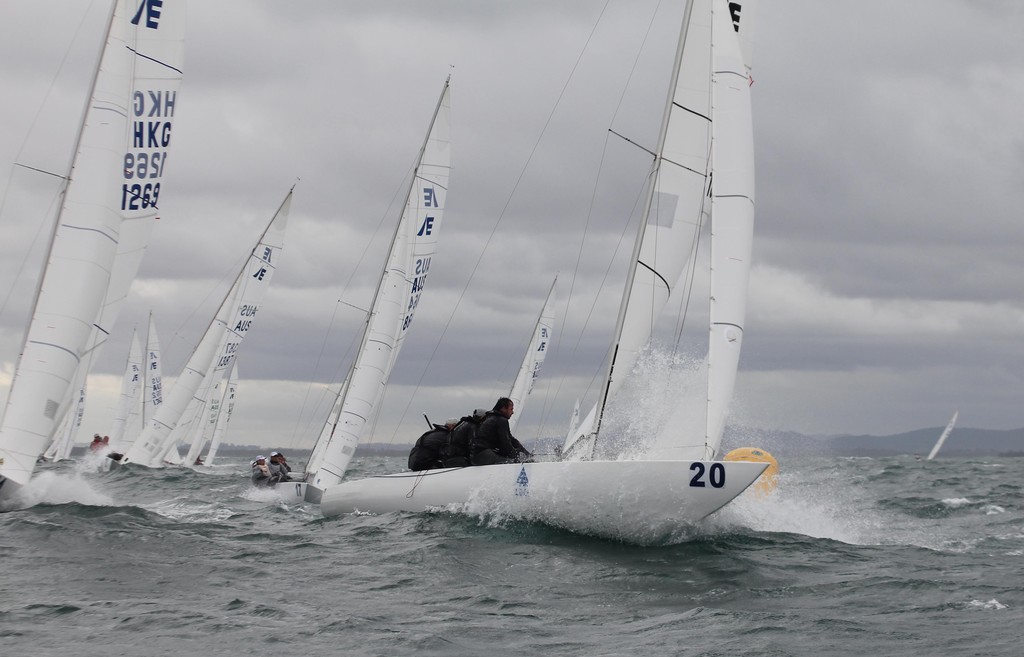 Peter McNeill leading Race 4. ADCO Etchells Australasian Winter Championship photo copyright Etchells Australasian Winter Media http://www.mooetchells.yachting.org.au/ taken at  and featuring the  class