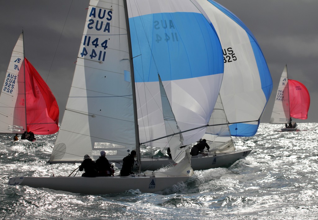 Spinnakers on day 2 - ADCO Etchells Australasian Winter Championship photo copyright Etchells Australasian Winter Media http://www.mooetchells.yachting.org.au/ taken at  and featuring the  class