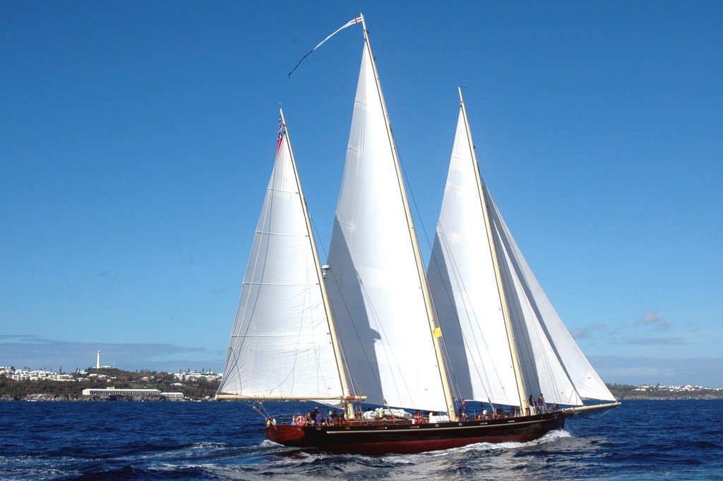 The Bermuda Sloop Foundation’s sail-training schooner Spirit of Bermuda will join the 2012 Newport Bermuda Race fleet, sailing as the sole entry in the new “Spirit of Tradition” Division.  Because of Spirit of Bermuda’s three-mast schooner rig, she is unable to be fairly and officially rated for competition against the modern design boats that make up the rest of the fleet, and so will sail in a class by herself.  Her “Spirit of Tradition” Division will highlight both her traditional design an photo copyright John Wadson taken at  and featuring the  class