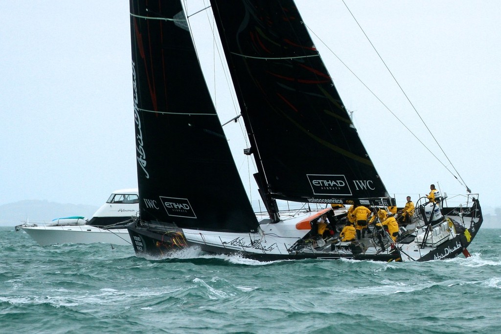 Abu Dhabi charges out of the Waitemata - 2011-12 Volvo Ocean Race Leg 5 Start - Auckland, March 18, 2012 © Richard Gladwell www.photosport.co.nz