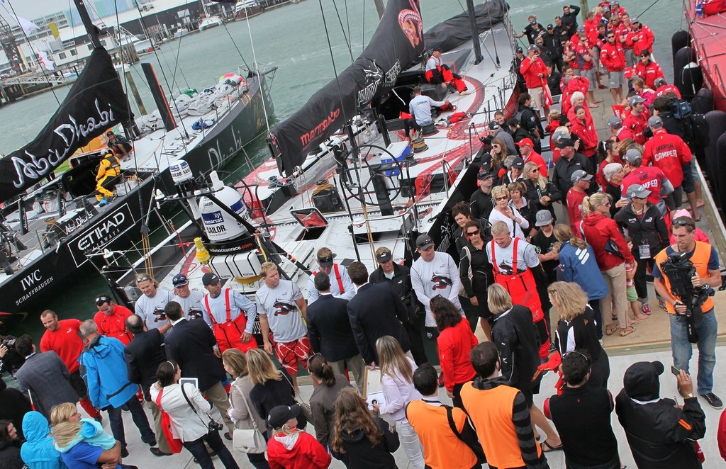 The Puma crew lines up to meet the officials as the Camper team say their farewells to family and friends just prior to the leg 5 departure - Volvo Ocean Race 2012 photo copyright Crosbie Lorimer http://www.crosbielorimer.com taken at  and featuring the  class