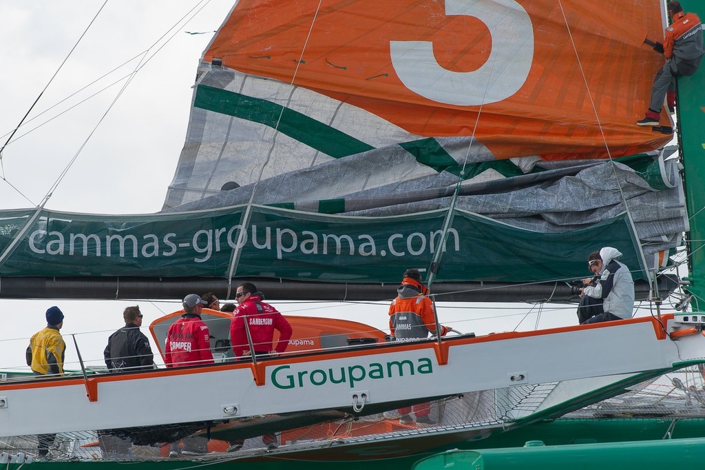 Franck Cammas takes the Volvo 70 skippers sailing on Groupama 3 Trimiran. Lorient stop over Volvo Ocean Race 2011-12. (Credit: PAUL TODD/Volvo Ocean Race) photo copyright Paul Todd/Volvo Ocean Race http://www.volvooceanrace.com taken at  and featuring the  class