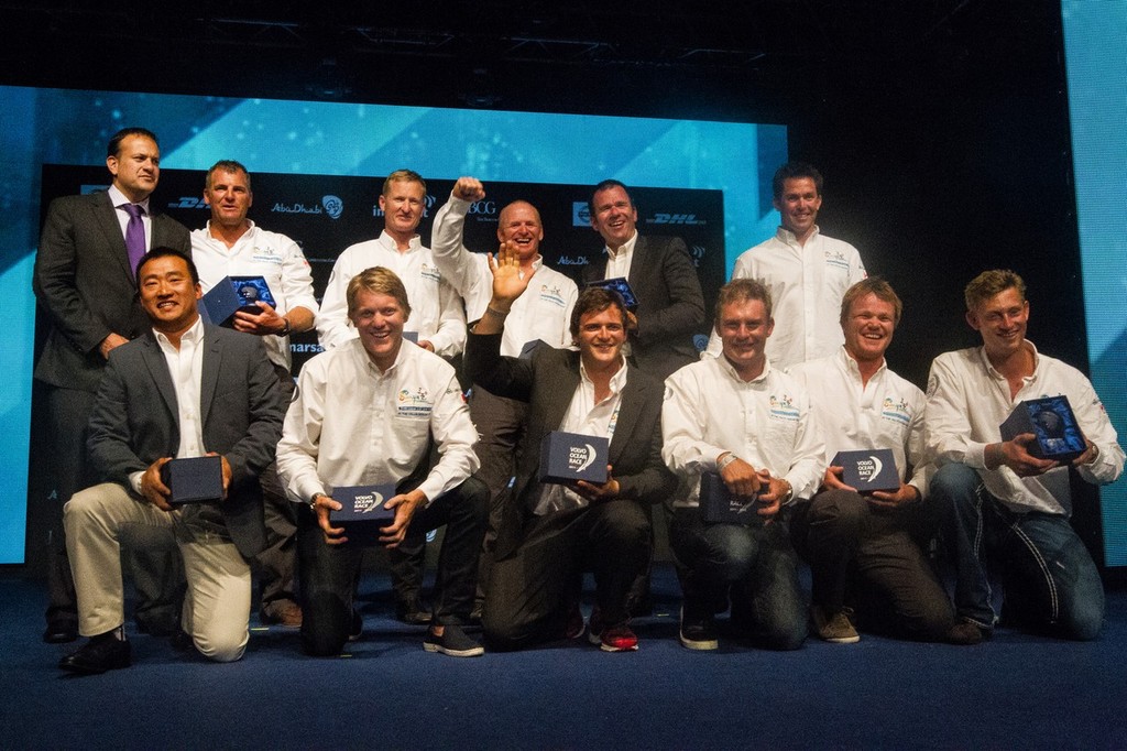Team Sanya, skippered by Mike Sanderson from New Zealand, are awarded sixth place for the Volvo Ocean Race 2011-12, at the Prize Giving Ceremony in Galway, Ireland, during the Volvo Ocean Race 2011-12. (Credit: IAN ROMAN/Volvo Ocean Race) photo copyright Ian Roman/Volvo Ocean Race http://www.volvooceanrace.com taken at  and featuring the  class
