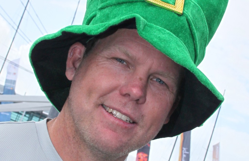 Puma's bowman Casey Smith celebrates St Patrick's Day - Volvo Ocean Race 2012 photo copyright Crosbie Lorimer http://www.crosbielorimer.com taken at  and featuring the  class