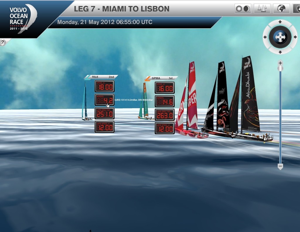 Volvo Ocean Race - Virtual Viewer - Positions Leg 7, Day 1 - Sanya is out of picture to the right photo copyright Virtual Eye/Volvo Ocean Race http://www.virtualeye.tv/ taken at  and featuring the  class